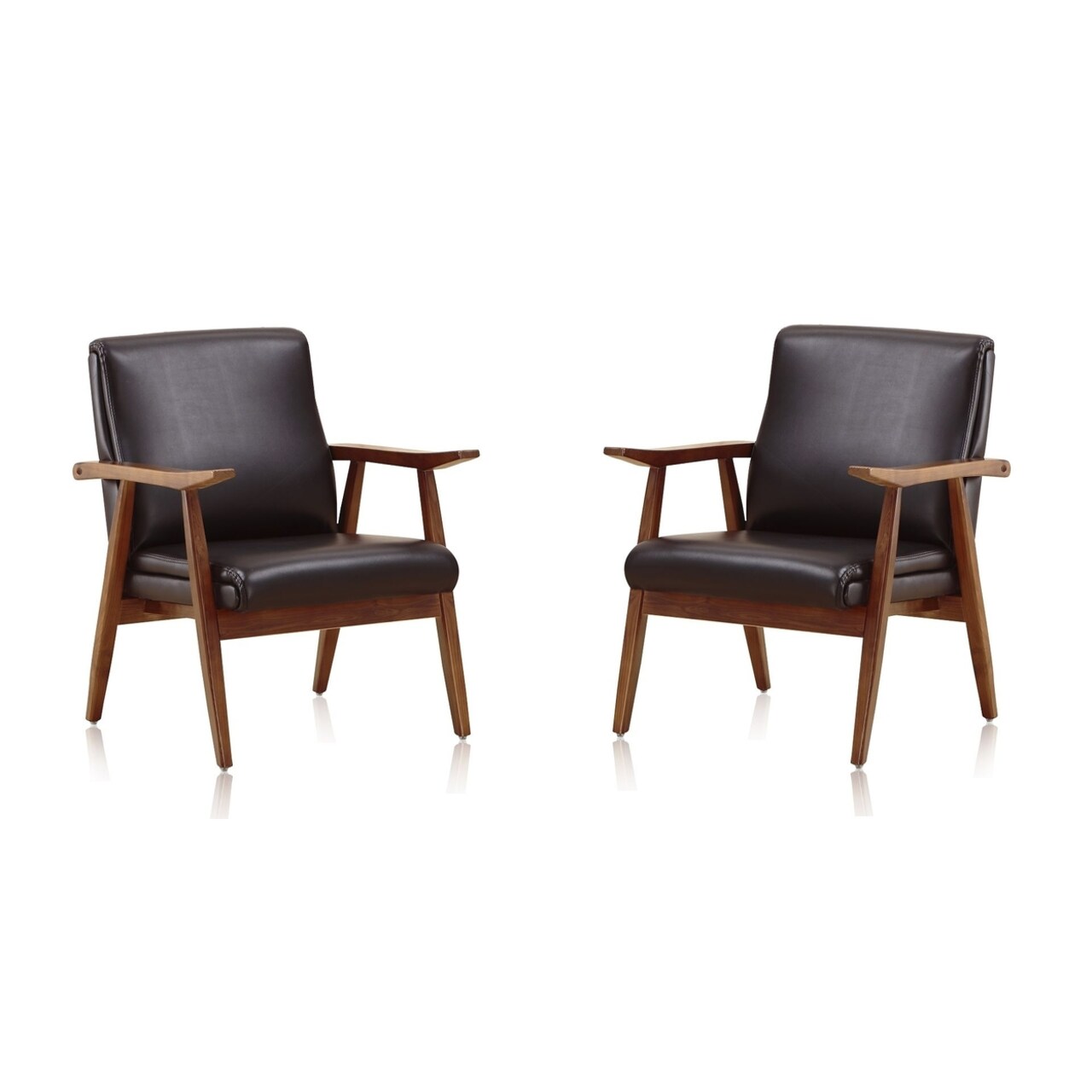Manhattan Comfort ArchDuke White and Amber Faux Leather Accent Chair (Set of 2)